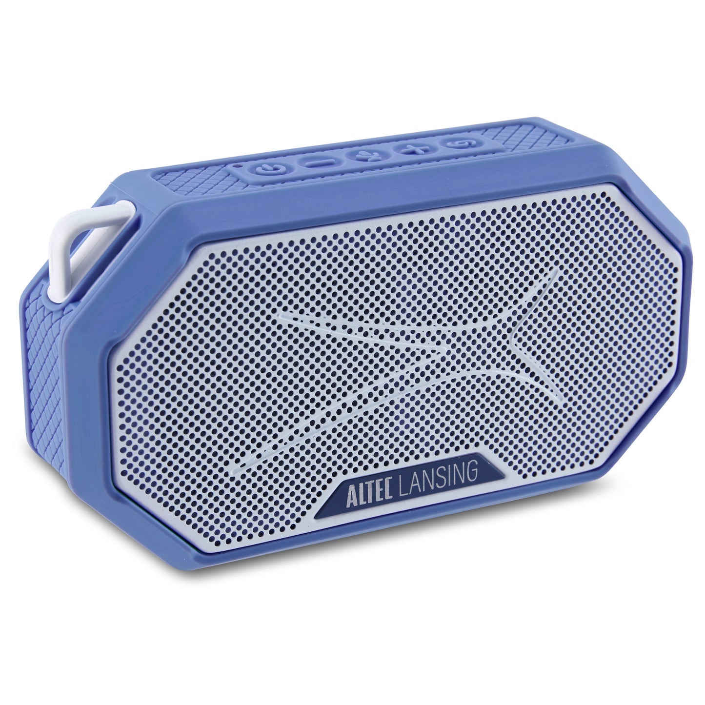 Hydramini 2.0 Everythingproof Bluetooth Speaker, Waterproof IP67, Floats, 12-Hour Playtime, Built-In Magnet, Carabiner & Mount, Blue White