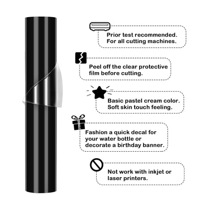 001 Vinyl Glossy Permanent Adhesive Vinyl for Craft Decal Projects 12" X 10Ft, Glossy Ink Black