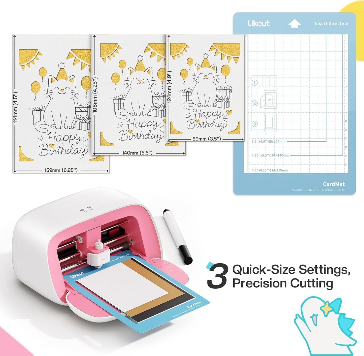 Insert Card Set for S501 Viny Cutter, 16 Pieces with Envelopes Insert Cards and Folding Cards, Create Event Cards for Parties, Weddings, Holidays, Scrapbooks & Keepsakes