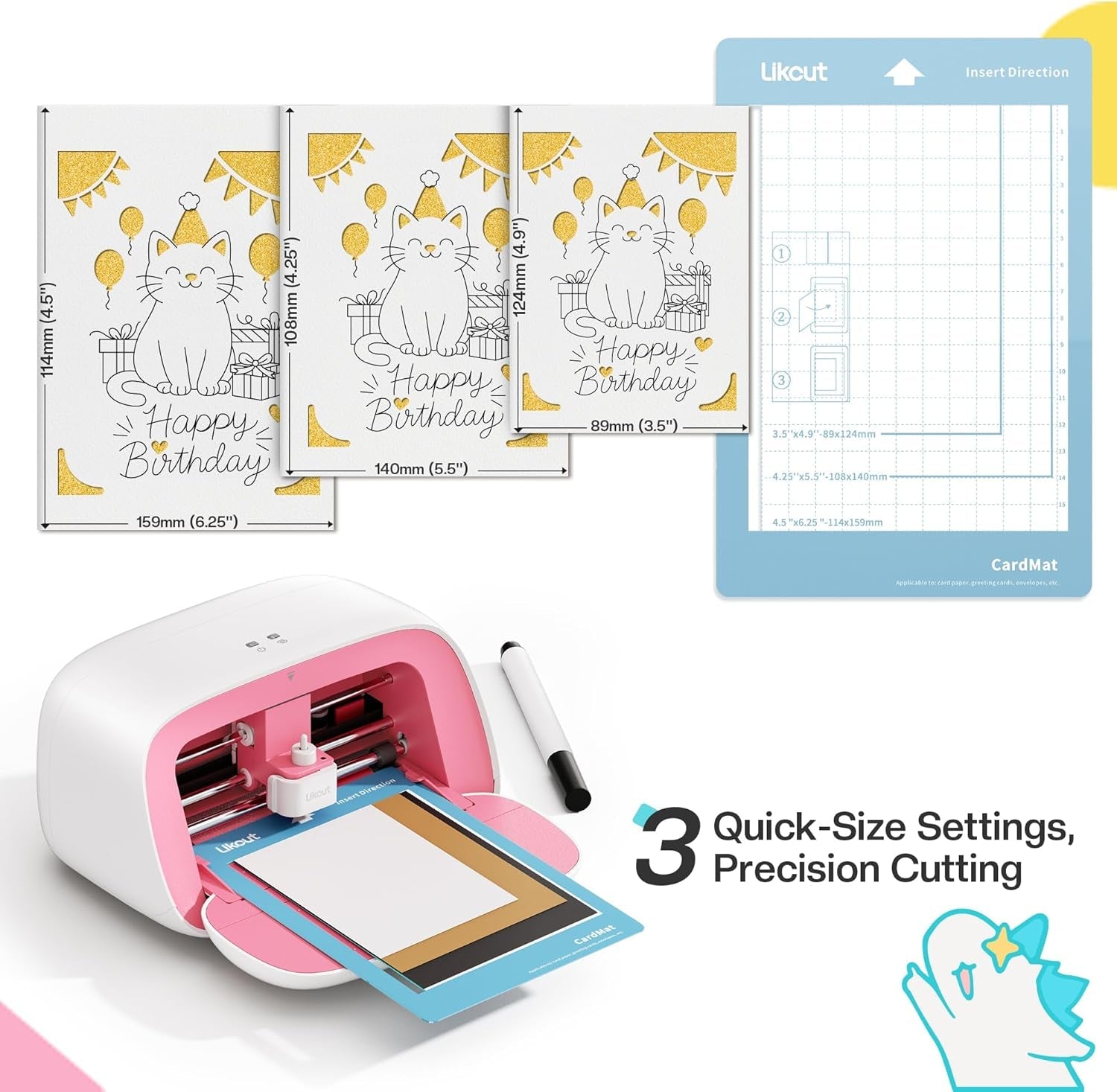 Insert Card Set for S501 Viny Cutter, 16 Pieces with Envelopes Insert Cards and Folding Cards, Create Event Cards for Parties, Weddings, Holidays, Scrapbooks & Keepsakes