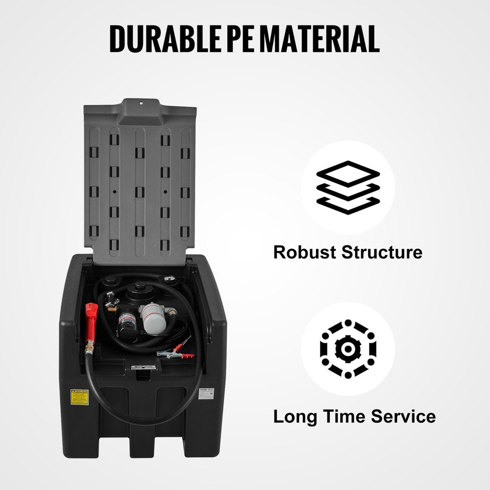 Portable Diesel Tank, 58 Gallon Capacity & 10 GPM Flow Rate, Diesel Fuel Tank with 12V Electric Transfer Pump and 13.1Ft Rubber Hose, PE Diesel Transfer Tank for Easy Fuel Transportation, Black