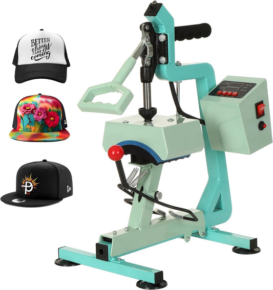 Hat Press Heat Machine Sublimation with 3.54"×6"Curved Heat Plate Portable Push-Pull Cap Pressing Machine for All Types Hat Sublimation, HTV, DTF & Infusible Ink Projects