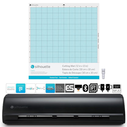 Cameo 5 Bundle with Vinyl and Heat Transfer Starter Kits, 24 Pack of Pens, Tool Kit, Start up Guide with Extra Designs (Matte Black)