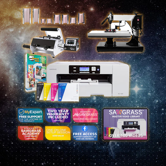 Virtuoso SG1000 Sublijet Sublimation Printer with Signature Series 16" X 20" Swing-Away Heat Press and 8-In-1 Mug Press