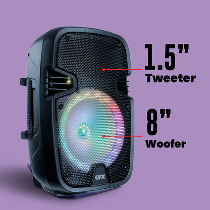 WMX-8074 8 Inch Battery Powered Portable Bluetooth Party Speaker with Bonus Mic