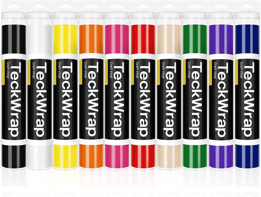 001 Glossy Permanent Vinyl - 12In X 3Ft Rolls 10 Colors Adhesive Vinyl for Cricut, Silhouette, Cameo Cutters, Signs, Scrap-Booking, Craft Cutters