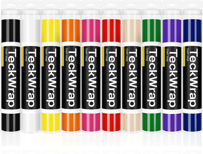 001 Glossy Permanent Vinyl - 12In X 3Ft Rolls 10 Colors Adhesive Vinyl for Cricut, Silhouette, Cameo Cutters, Signs, Scrap-Booking, Craft Cutters