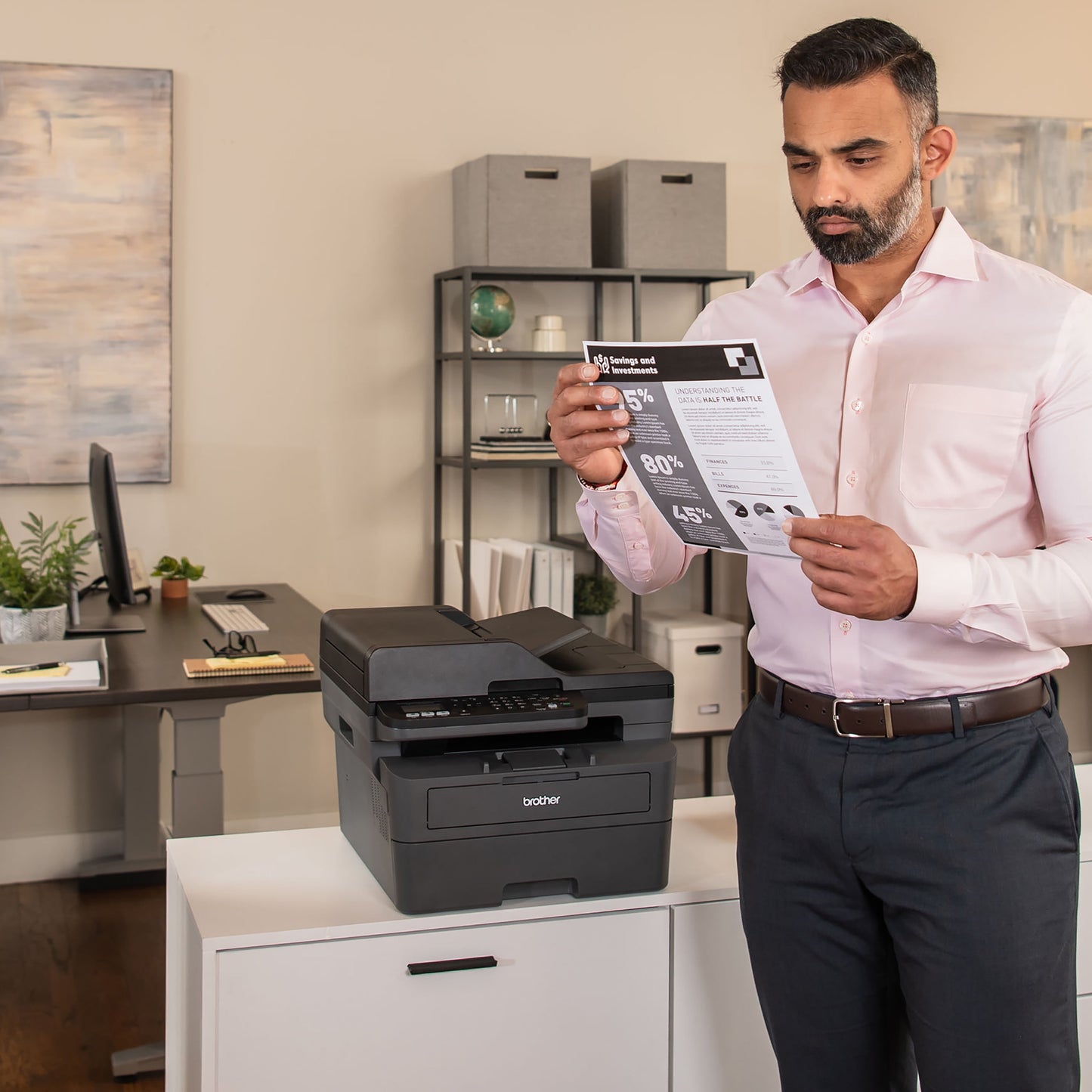 Wireless MFC-L2760DW Compact Monochrome All-In-One Laser Printer with Copy, Scan and Fax, Duplex and Mobile Printing