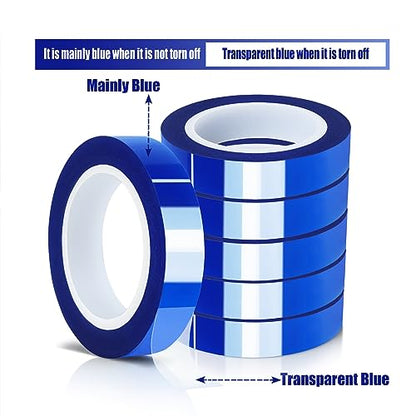 6 Rolls 10mm x16m(52FT) Blue Heat Tape High Temperature Heat Resistant Tape Heat Transfer Tape for Heat Sublimation Press Vinyl,No Residue