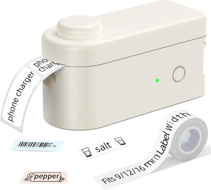 Label Maker Machine with Tape - Portable & Rechargeable Label Makers with Built-In Cutter, .63" Waterproof Tape - Wireless Label Printer Compatible with Android & Ios Devices