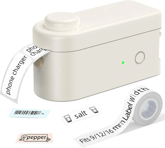 Label Maker Machine with Tape - Portable & Rechargeable Label Makers with Built-In Cutter, .63" Waterproof Tape - Wireless Label Printer Compatible with Android & Ios Devices