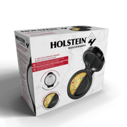 Holstein Housewares - Non-Stick Omelet & Frittata Maker, Stainless Steel - Makes 2 Individual Portions Quick & Easy (2 Section, Black)