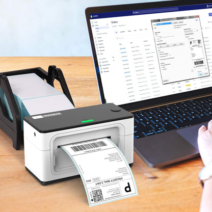 MUNBYN Label Holder for Rolls and Fan-Fold Labels, Thermal Sticker Roll Holder for Desktop Thermal Printer Shipping Supplies Industrial Paper, Black