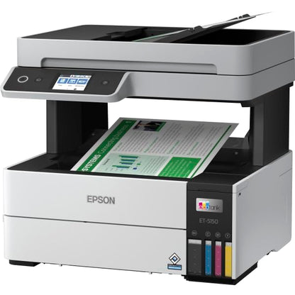 Epson EcoTank Pro ET-5150 Wireless Color All-in-One Supertank Printer with Scanner, Copier, Plus Auto Document Feeder, Large, White