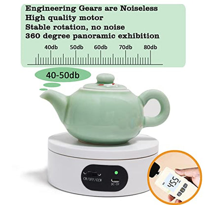 YVV Turner Cup Rotating Display Stand for Epoxy Glitter Tumbler, 360 Degree Automatic Mute Rotating Turntable for Photography Products Tumbler Making Supplies Spinner 4.72 * 1.77in Motorized Rotation