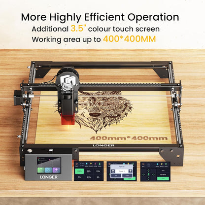 LONGER Ray5 5W Laser Engraver, High-Speed DIY Laser Engraver with 3.5" Touch Screen, Offline Use, 400×400Mm Area, CNC Laser Engraving Machine for Wood, Metal, Acrylic & Glass