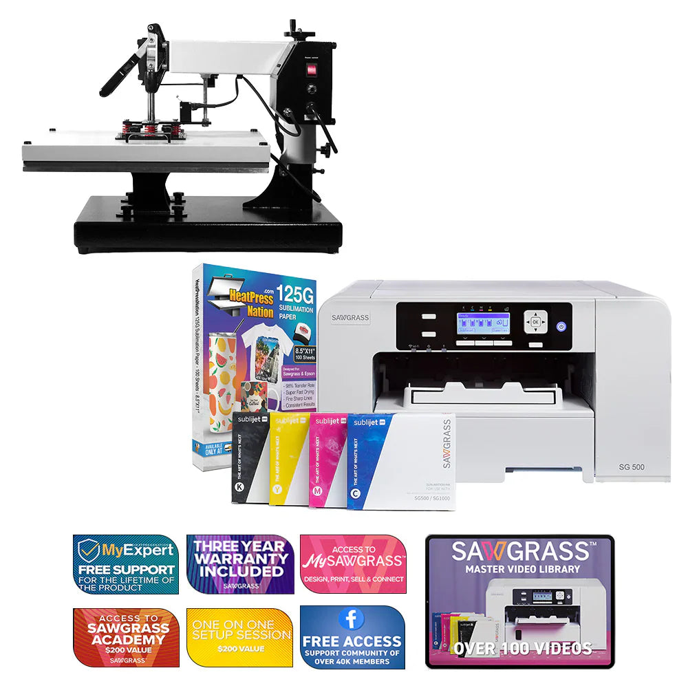 Virtuoso SG500 Sublijet Sublimation Printer with Signature Series 16" X 20" Swing-Away Heat Press