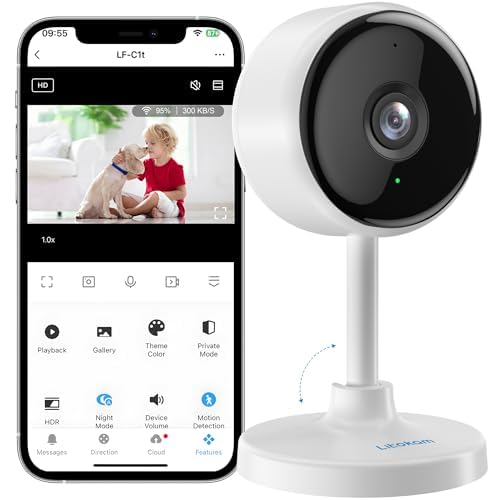 Indoor Camera, litokam Cameras for Home Security with Night Vision, Pet Camera with Phone App, 2K Indoor Security Camera, Motion Detection, 2-Way Audio, WiFi Camera Home Camera Compatible with Alexa