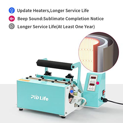 PYD Life 110 V Tumbler Heat Press Machine Mint Green Mug Press Machine for 12 OZ 16 OZ 20 OZ 30 OZ Straight Sublimation Blanks Skinny Tumbler Mugs Cups Water Bottles Sublimation Print