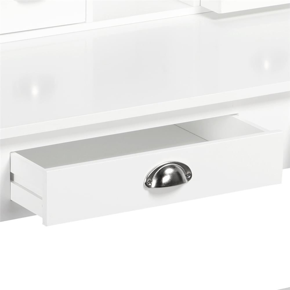 Modern Wood Computer Desk with 4 Drawers, White