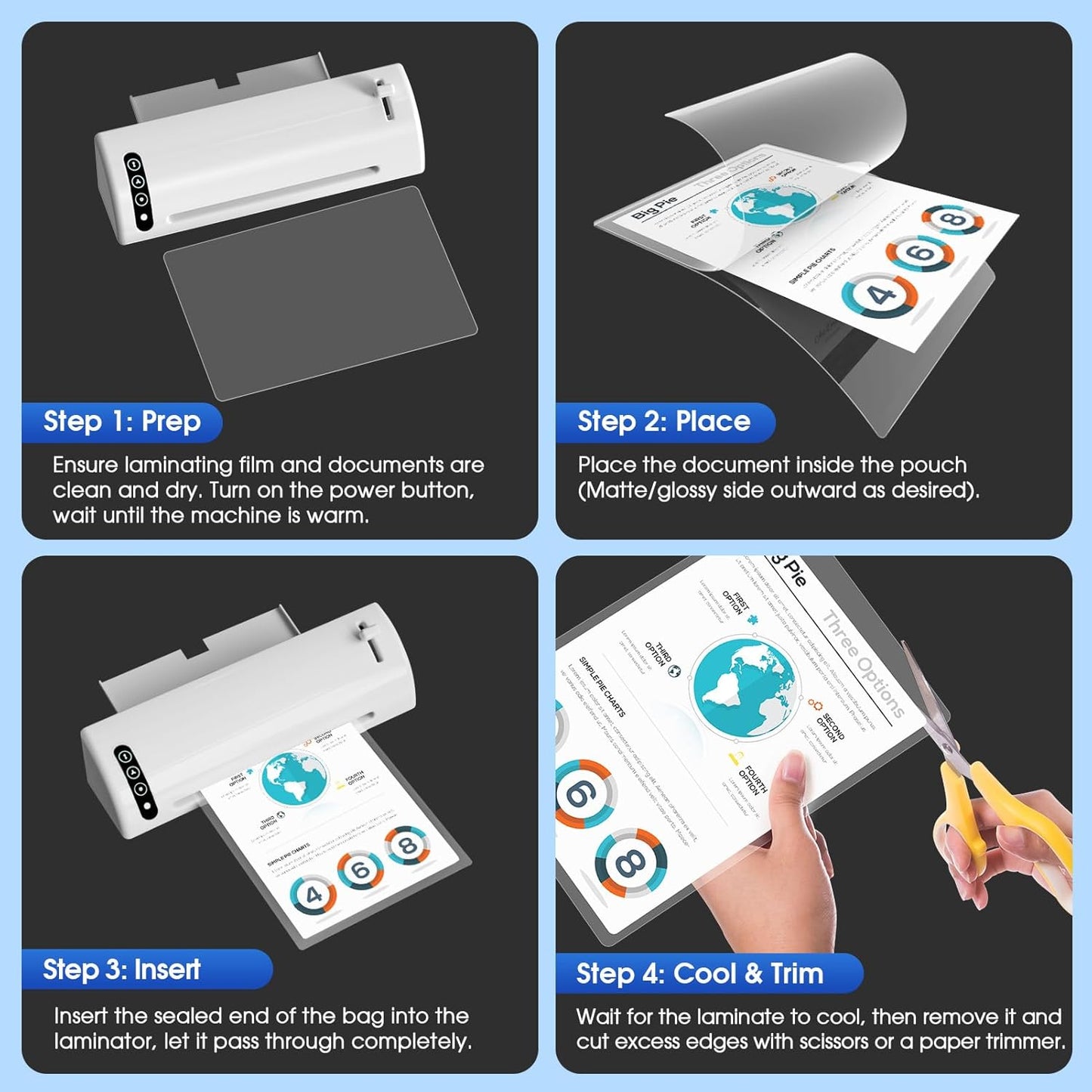 KTRIO 30 Pack Laminating Sheets 3 Mil, Hold 8.5 X 11 Inch Documents, Menus | Actual 9 X 11.5” Thermal Laminating Pouches, Clear Laminate Sheets for Laminator, Letter Size Lamination Paper, Office School
