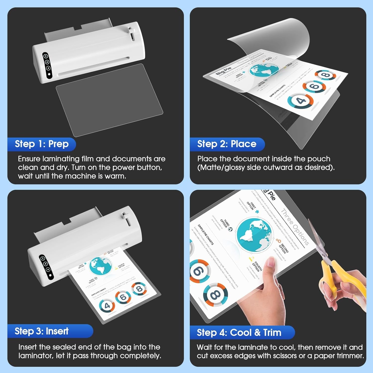 KTRIO 30 Pack Laminating Sheets 3 Mil, Hold 8.5 X 11 Inch Documents, Menus | Actual 9 X 11.5” Thermal Laminating Pouches, Clear Laminate Sheets for Laminator, Letter Size Lamination Paper, Office School