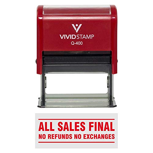 All Sales Final No Refunds No Exchanges Self Inking Rubber Stamp (Red Ink) - Medium