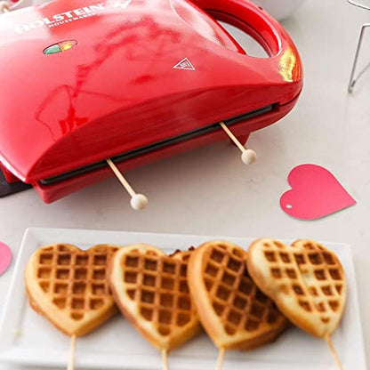 Holstein Housewares - Non-Stick Heart Waffle Maker, Mint - Makes 4 Heart-Shaped Waffles in Minutes