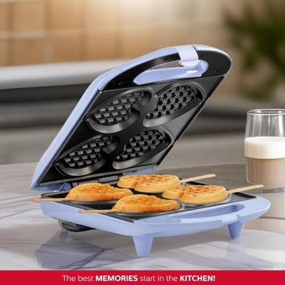 Holstein Housewares - Non-Stick Heart Waffle Maker, Mint - Makes 4 Heart-Shaped Waffles in Minutes