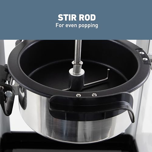 West Bend Stir Crazy Movie Theater Popcorn Popper, Gourmet Popcorn Maker with Nonstick Popcorn Kettle, Measuring Tool and Scoop , 4 Qt, Blue