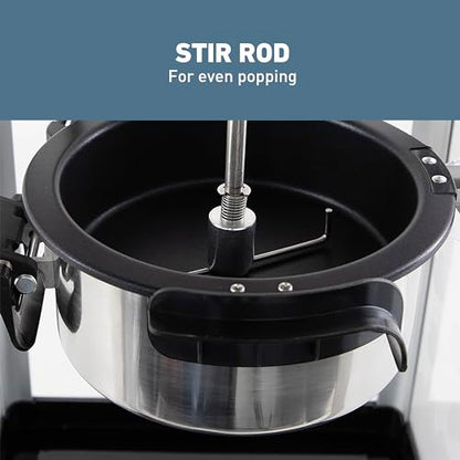 West Bend Stir Crazy Movie Theater Popcorn Popper, Gourmet Popcorn Maker with Nonstick Popcorn Kettle, Measuring Tool and Scoop , 4 Qt, Blue