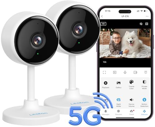 Indoor Camera, litokam Cameras for Home Security with Night Vision, Pet Camera with Phone App, 2K Indoor Security Camera, Motion Detection, 2-Way Audio, WiFi Camera Home Camera Compatible with Alexa