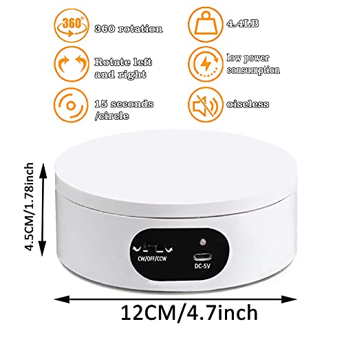 YVV Turner Cup Rotating Display Stand for Epoxy Glitter Tumbler, 360 Degree Automatic Mute Rotating Turntable for Photography Products Tumbler Making Supplies Spinner 4.72 * 1.77in Motorized Rotation