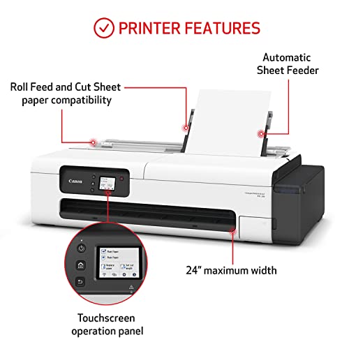 Canon imagePROGRAF TC-20M 24" Large Format Poster & Plotter Printer - Scanner Included - Enlarge Copies - Compact - Automatic Roll & Cut Sheet Paper Feeder, Ships with 280ml of Ink - USB, Wi-Fi, LAN