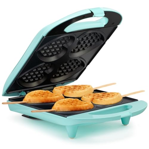 Holstein Housewares - Non-Stick Heart Waffle Maker, Mint - Makes 4 Heart-Shaped Waffles in Minutes