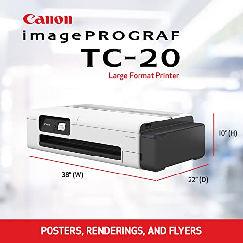 Canon imagePROGRAF TC-20M 24" Large Format Poster & Plotter Printer - Scanner Included - Enlarge Copies - Compact - Automatic Roll & Cut Sheet Paper Feeder, Ships with 280ml of Ink - USB, Wi-Fi, LAN