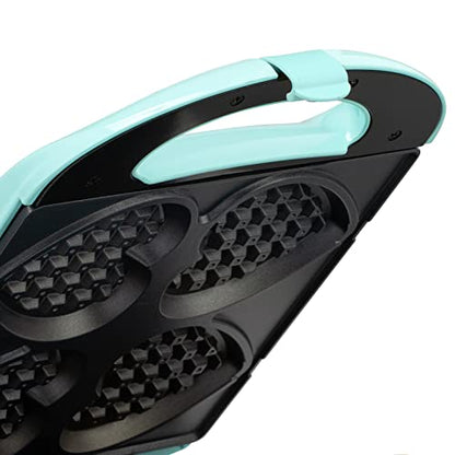 Holstein Housewares - Non-Stick Heart Waffle Maker, Mint - Makes 4 Heart-Shaped Waffles in Minutes