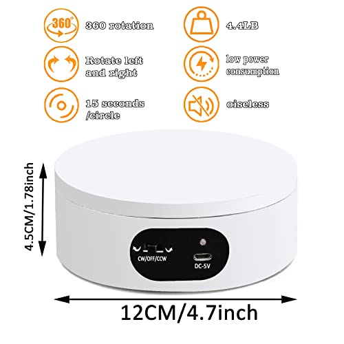 YVV Turner Cup Rotating Display Stand for Epoxy Glitter Tumbler, 360 Degree Automatic Mute Rotating Turntable for Photography Products Tumbler Making Supplies Spinner 4.72 * 1.77in Motorized Rotation