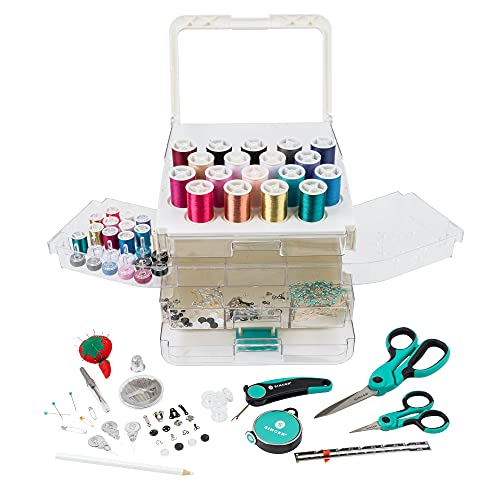 Singer Sew-It-Goes, 224 Piece - Sewing Kit & Craft Organizer - Sewing Case Storage with Machine Sewing Thread, White