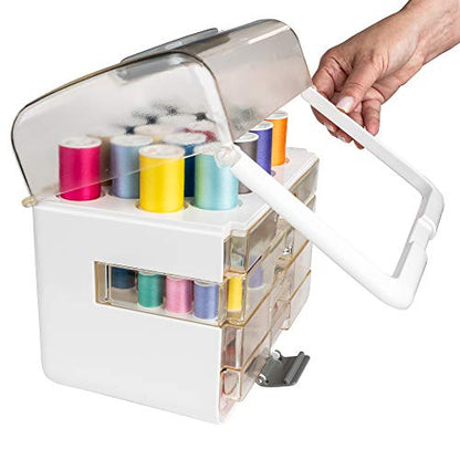 Singer Sew-It-Goes, 224 Piece - Sewing Kit & Craft Organizer - Sewing Case Storage with Machine Sewing Thread, White