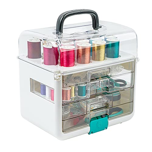 Singer Sew-It-Goes, 224 Piece - Sewing Kit & Craft Organizer - Sewing Case Storage with Machine Sewing Thread, White