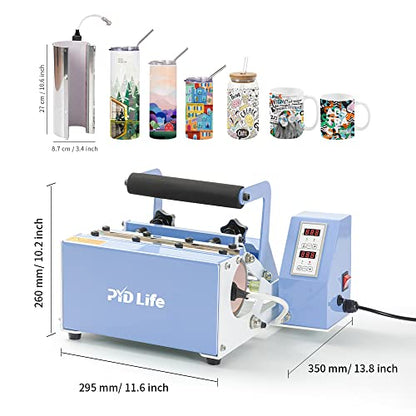 PYD Life 110 V Tumbler Heat Press Machine Mint Green Mug Press Machine for 12 OZ 16 OZ 20 OZ 30 OZ Straight Sublimation Blanks Skinny Tumbler Mugs Cups Water Bottles Sublimation Print