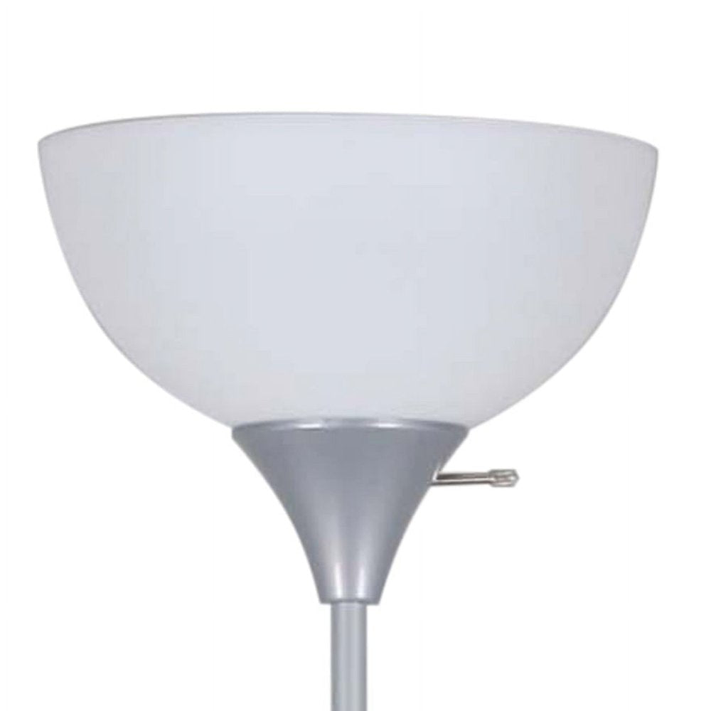 71" Floor Lamp, Silver, Plastic, Modern Styling for Young Adult Dorm or Adult Home Office.