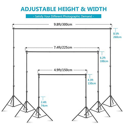 NEEWER Photography Lighting kit with Backdrops, 8.5x10ft Backdrop Stands, UL Certified 5700K 800W Equivalent 24W LED Umbrella Softbox Continuous Lighting, Photo Studio Equipment for Photo Video Shoot