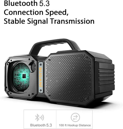 Bluetooth Speakers, M83 Speaker IPX6 Waterproof Portable Large Wireless Speaker, Bluetooth 5.2,50W Big Power, 24H Playtime, Suitable for Family Gatherings and Outdoor Bluetooth Speaker Black