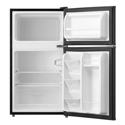 3.2 Cu Ft Two Door Mini Fridge with Freezer, Black, E-Star, ARM32D5ABB