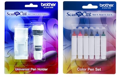 Brother ScanNCut Pen Set CAPEN1, 6-Piece Color Permanent Ink Markers for Drawing and Writing, Includes Red, Pink, Brown, Black, Blue and Green