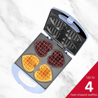 Holstein Housewares - Non-Stick Heart Waffle Maker, Mint - Makes 4 Heart-Shaped Waffles in Minutes