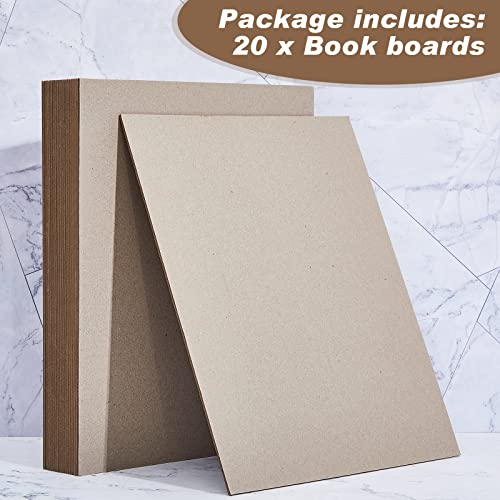 20 Pcs Book Board, Binders Board Chipboard Designer Bookboard Kraft Heavy Duty Chipboard Sheets Bookbinding Supplies for Book Binding Cover (Gray, 12.5 x 10 Inch 22PT)