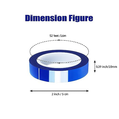 6 Rolls 10mm x16m(52FT) Blue Heat Tape High Temperature Heat Resistant Tape Heat Transfer Tape for Heat Sublimation Press Vinyl,No Residue